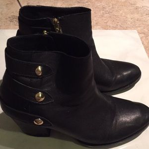 Ivanka Trump leather booties w/gold studs